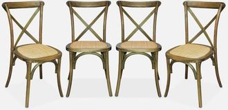 Sweeek Sweeek - Silla bistro vintage de madera, set de 4, Belleville, Marrón, 48.5x53.5x88.5 cm