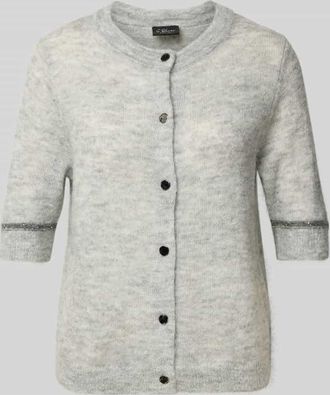 s.Oliver Black Label Regular Fit Strickjacke mit Alpaka-Woll-Anteil in Hellgrau, Größe 34