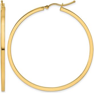 Diamond2Deal 10k Yellow Gold 2mm Square Tube Hoop Earrings