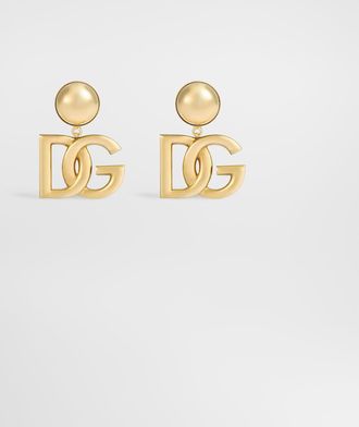 Dolce & Gabbana Clip-on Earrings With Dg Logo - Woman Bijoux Gold Metal Onesize