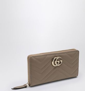 Gucci Taupe Marmont GG zip around wallet