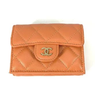 Chanel Pre-owned Wallets, female, Orange, Size: ONE SIZE Pre-owned Leather wallets