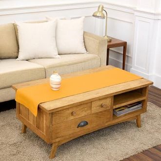 Solino Home Linen Table Runner for Dining Table, Holiday and Everyday Table Decor - Fete in Tangerine Yellow at Nordstrom, Size Xx-Small