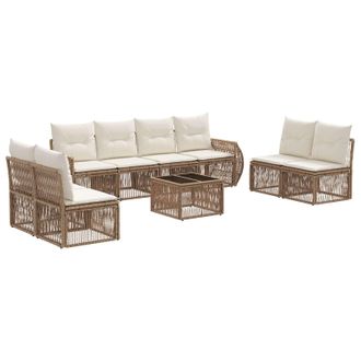 vidaXL Conjunto De Sof&aacute;s De Jard&iacute;n 9 Pcs Beige Y Blanco Crema Vidaxl