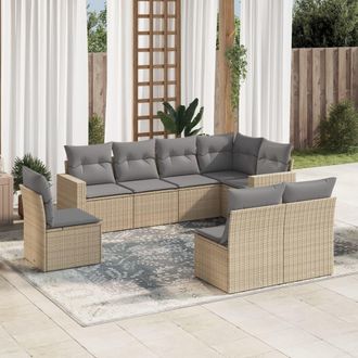 vidaXL Vidaxl - Juego De Sof&aacute;s De Jard&iacute;n Con Cojines Beige 8 Pzas Rat&aacute;n Pe