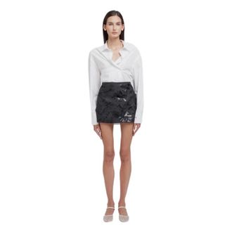 Weili Zheng Short Skirts, female, Black, Size: S Embroidered Denim Mini Skirt