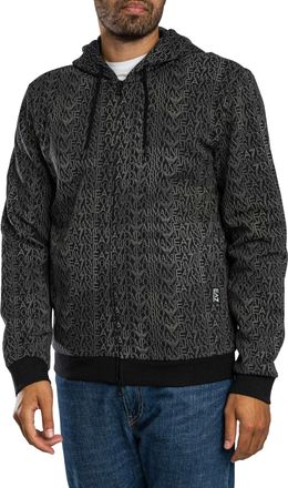 Emporio Armani Hoodie Met Rits En Merkpatroon, Zwart