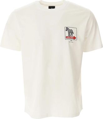 Paul Smith Zebra Print T-shirt Korte Mouw - Heren - T-shirts - Wit - L - Katoen - Tops