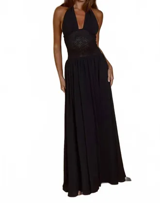 Runaway The Label Fernanda Plunge Halter Maxi Dress In Black