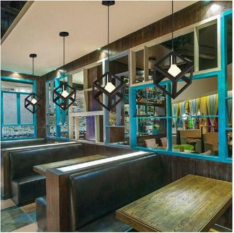 Trade Shop Trade Shop Traesio - Trade Shop - Lampadario Da Soffitto A Sospensione A Forma Di Cubo 3d Portalampada E27 A24 - Negro