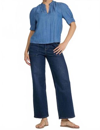 Dear John Denim Samantha Soft Denim Short Sleeve Top In Imperial Blue