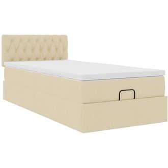 vidaXL Cama Otomana Con Colch&oacute;n De Tela Color Crema 100x200 Cm Vidaxl