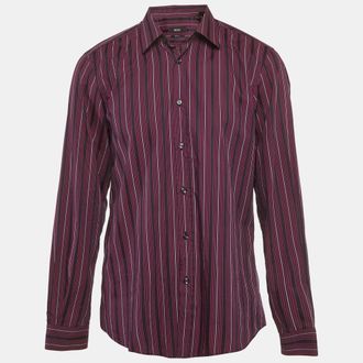 HUGO BOSS Boss By Hugo Boss Purple Striped Cotton Slim Fit