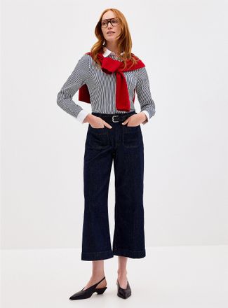 Contemporaine Womens Patch-pocket dark indigo jean Fit: Wide leg, mid rise