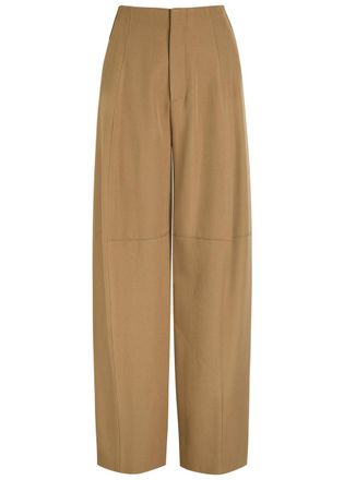 Victoria Beckham Panelled Barrel-leg Wool Trousers - Camel - 10 (UK10 / S)