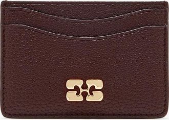 Ganni Brown Card Holder in Grained