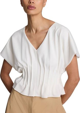 Kenneth Cole Pleated V-Neck Pullover Top