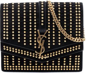 Saint Laurent Pre-owned Saint Laurent Medium Studded Suede Monogram Sulpice Crossbody Ladies FLY533115A.0618