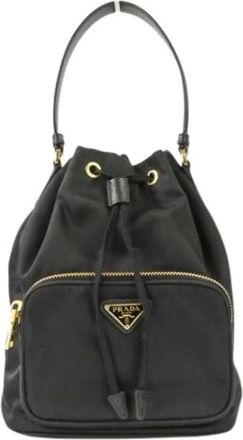 Prada Pre-owned Bucket Bags, female, Black, Size: ONE SIZE Pre-owned Nylon Bucket Bag