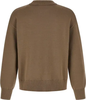 Ami Mens Beige Wool Cardigan Clothing