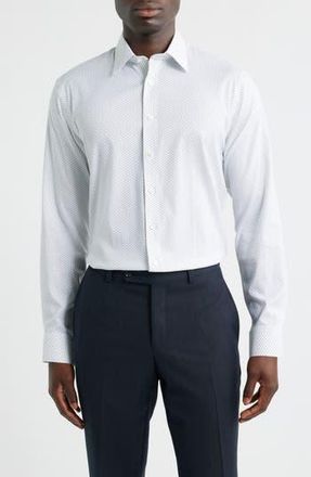 Nordstrom Trim Fit Patterned Premium Performance Twill Dress Shirt in Grey Diamond Geo at Nordstrom Rack, Size 15.5 - 34/35