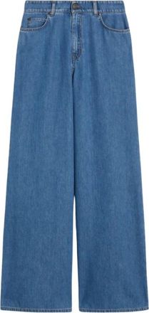 Max Mara Vega Wide Leg Jeans - Dames - Loose Fit Jeans - Blauw - L - Katoen - Jeans