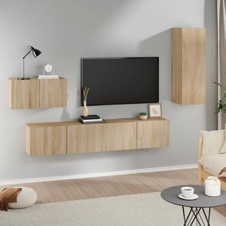 vidaXL Vidaxl - Set De Muebles Para Tv 4 Pzas Madera Contrachapada Roble Sonoma
