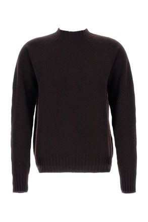 Drumohr Brown Plain Wool Crewneck Sweater