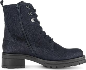 Gabor Elegante leren enkellaars - Dames - Veterlaarzen - Blauw - 39 EU - Leer - Schoenen