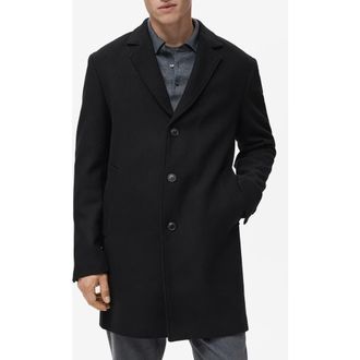 Mango Wool Blend Single Breasted Coat in Black at Nordstrom, Size X-Large