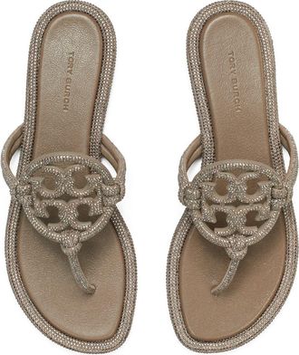 Tory Burch Miller Knotted Pavé Thong Sandal in Dark Clay at Nordstrom, Size 10.5