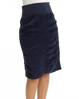 Xcvi Stretch Cord Midi Trace Skirt In Navy
