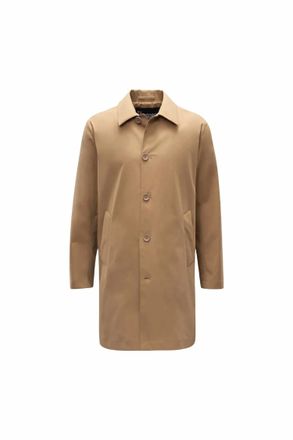 Herno Mens Single Breasted Cotton Button Fastening Lightweight Coat In Beige