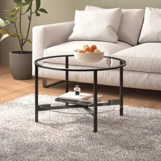 vidaXL Mesa De Centro Vidrio Templado Negro Y Transparente 70 Cm Vidaxl