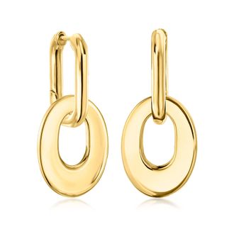 Ross-Simons 18kt Gold Over Sterling Hoop Earrings With Removable Oval Drops