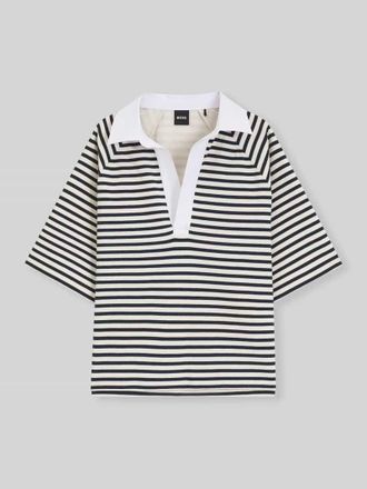HUGO BOSS Loose Fit Poloshirt aus Baumwoll-Mix Modell ESSIPA_STRIPED in Marine, Gr&ouml;&szlig;e XL