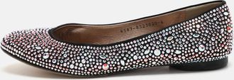 Gina Black Satin Crystal Embellished Ballet Flats
