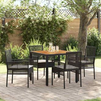 vidaXL Conjunto De Comedor De Jard&iacute;n 5 Pcs Negro Polirat&aacute;n Vidaxl