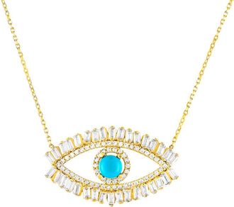 Sphera Milano 14K Over Silver Cz Asa Evil Eye Necklace