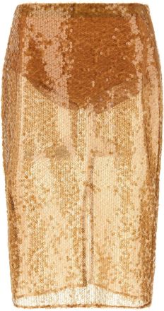 Elisabetta Franchi Sequin Skirt Gonne Beige-Donna