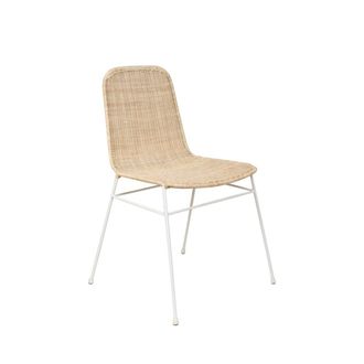 Koketto Home Silla de ratan natural y patas met&aacute;licas blanco