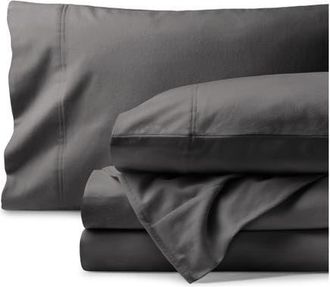 Bare Home 100% Organic Cotton Flannel Sheet Set - Full XL in Grey at Nordstrom