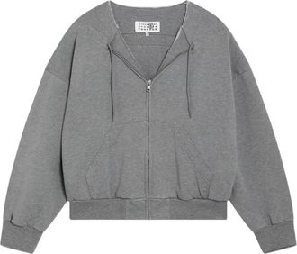 Maison Margiela Sweatshirt met distressed rits - Dames - Sweatshirts & Hoodies - Grijs - Maat: M Katoen