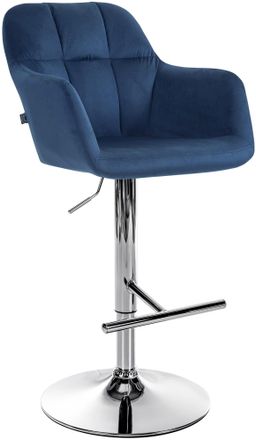 Clp Clp - Taburete De Bar Natoma En Terciopelo Azul Metal Cromado