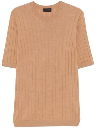 Tagliatore ribbed-knit T-shirt - men - Viscose/Mulberry Silk - 56 - Brown