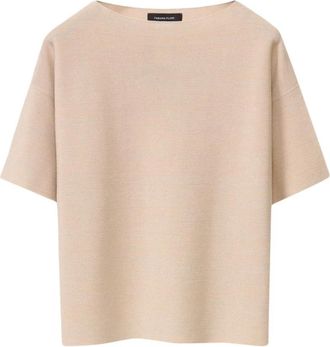 Fabiana Filippi Rondgebreide trui - Dames - Ronde hals truien - Beige - 2XS - Katoen - Truien & Vesten