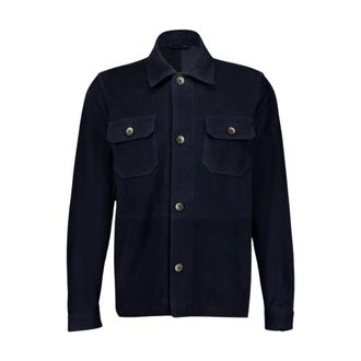 Frescobol Carioca Jassen, Heren, Blauw, L, Leer, Ravi Suede Overshirt