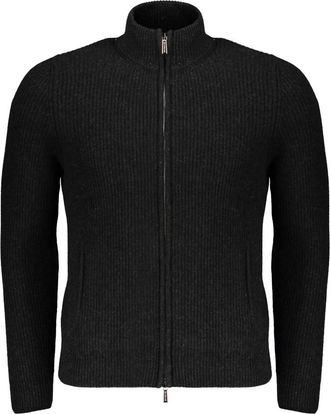 Moorer Truien & Vesten, Heren, Zwart, L, Kasjmier, Zip Cardigan