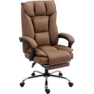 HOMCOM Pet-Friendly Leather Recliner Computer Chair with Footrest, Brown