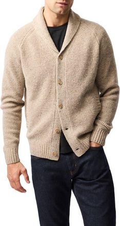 Rodd & Gunn Williamson Merino Wool Blend Shawl Collar Cardigan in Natural at Nordstrom, Size Xx-Large